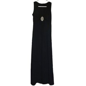 7505 * Elegant Miss Sleeveless Maxi Dress Black Size 10 Vintage 70s